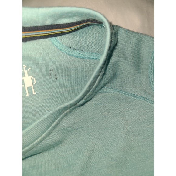 Smartwool Merino Wool 250 Base Layer Shirt Womens Small Teal Hole READ - Picture 9 of 16